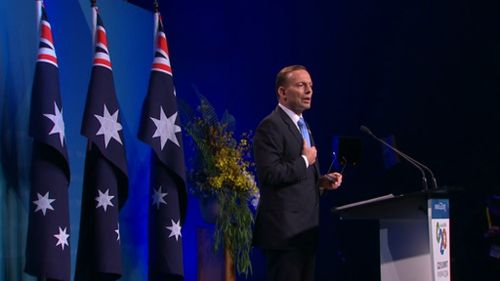 Tony Abbott delivers the closing remarks at the G20 summit today. (9NEWS)