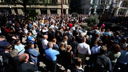 Hundreds of people watched on a giant screen outside. (AAP)