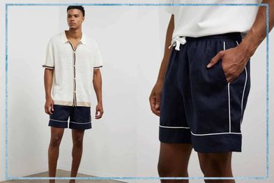 9PR: Aere Piped Linen Shorts.