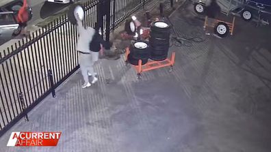 A group seen allegedly taking tires. 