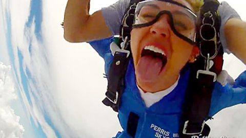Miley's sky-dive caught on tape: 'I'm f---ing scared!'