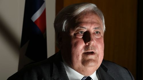 Clive Palmer is touted a 'political prisoner' in the new video. (AAP)