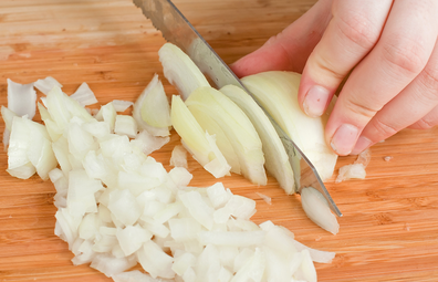 Chopping onions stock image