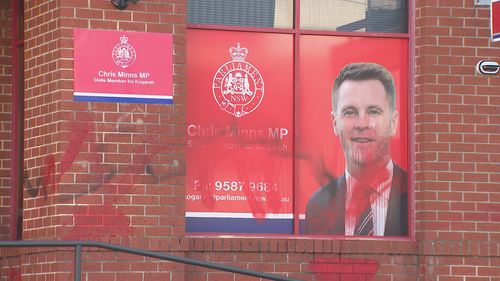 Chris Minns' electorate office in Kogarah was vandalised. 