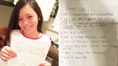 Ten-year-old girl pens extraordinary bucket list