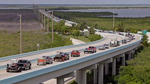 Motorists head north of Key Largo, Floridain anticipation of Hurricane Irma on September 6, 2017. (AP)