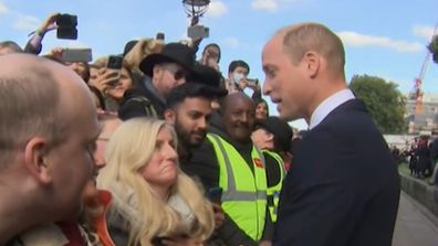 Prince William speaking to mourners.