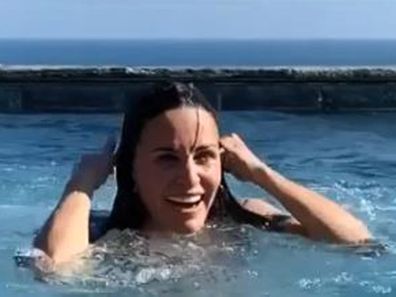 Courteney Cox, 56th birthday, diving, video