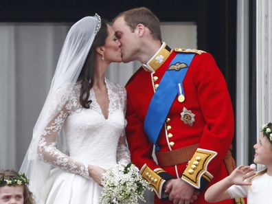Prince William Kate Middleton Duchess of Cambridge wedding Buckingham Palace balcony kiss