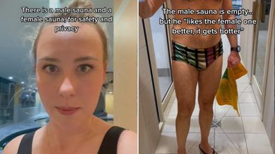 Milly Bannister was shocked after a man barged in and sat down in the female-only sauna.