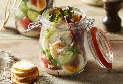 Chicken Caesar salad jars