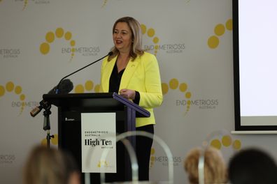Queensland Premier Annastacia Palaszczuk speaks at a Brisbane High Tea fundraiser for Endometriosis