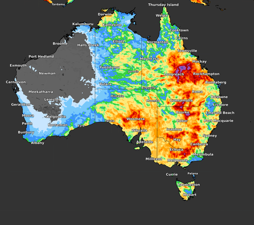 Carte du total des pluies cumulées de la zone météo pour la semaine de l'événement météorologique du 16 octobre