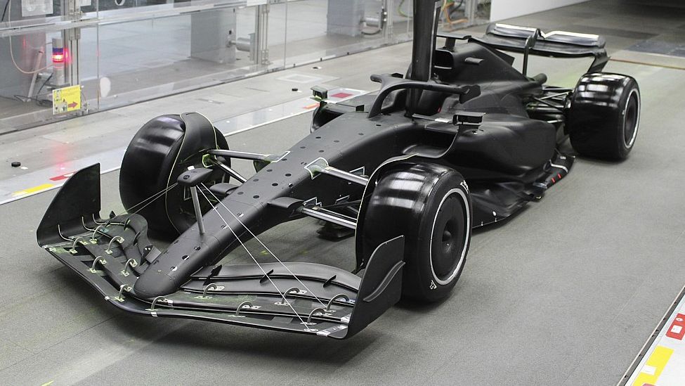 A model of a 2024-specification Cadillac Andretti F1 Team car.