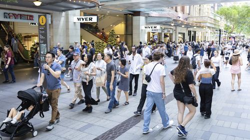 Shoppers at Pitt Street Mall in Sydneys