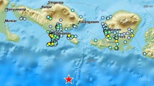 The earthquake erupted in waters about 60kms south of Bali. (EMSC).