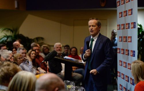 Bill Shorten at the town hall meeting in Caboolture. (AAP)