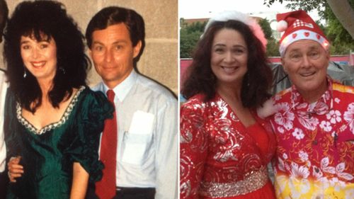 Petrina Zaphir and Bruce Paige in the 1980s, and more recently. (Supplied)