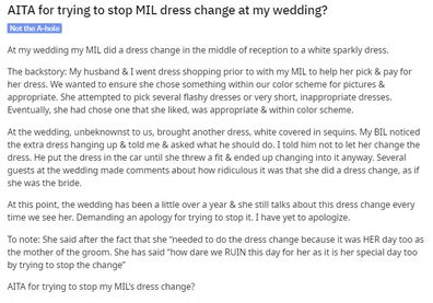 She explains they'd helped her mother-in-law pick out an appropriate dress ahead of the wedding.