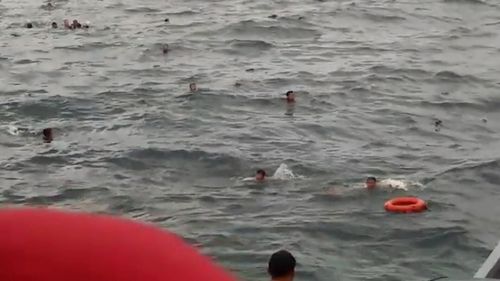 80 people were on board with 18 falling into the water and one drowning. Image: Supplied
