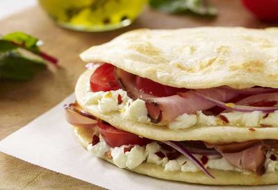 Ham and goat's cheese snack stack