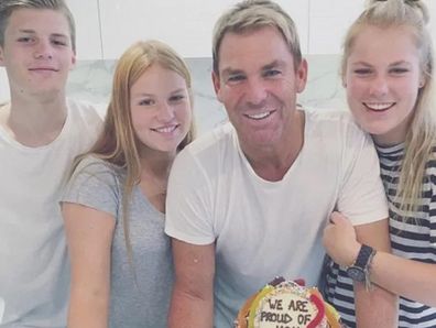 Shane Warne with his children Jackson, Summer and Brooke.