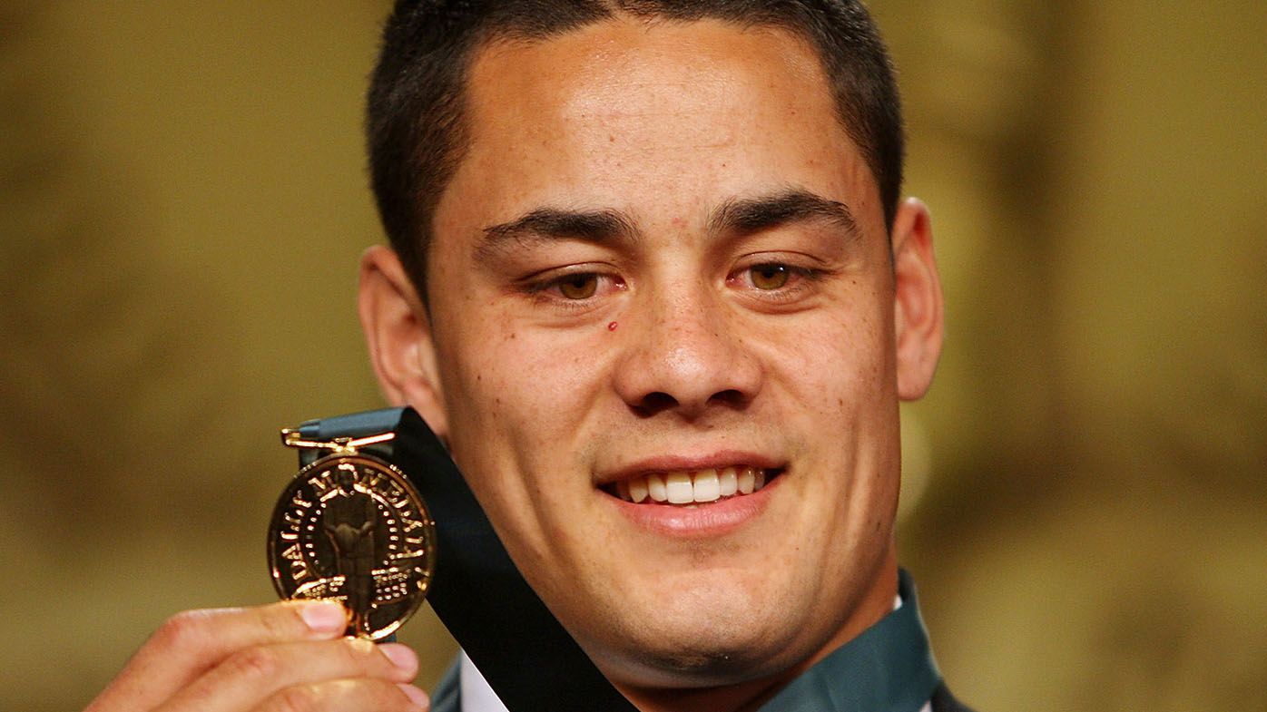 Jarryd Hayne poses with the Dally M Award at the 2009 Dally M Awards held at the State Theatre on September 8, 2009 in Sydney, Australia.