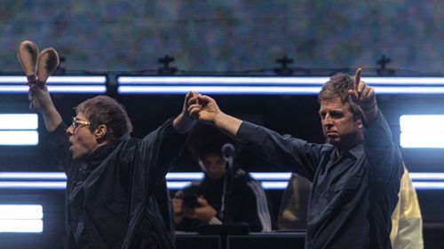 Liam Gallagher no palco em Melbourne.