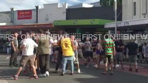 The brawl broke out on the street outside the Ritz Hotel in Hurstville. (9NEWS)