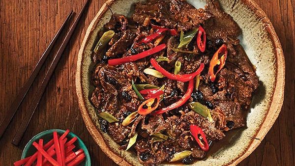 Kylie Kwong's stir-fried beef with black bean sauce and chilli