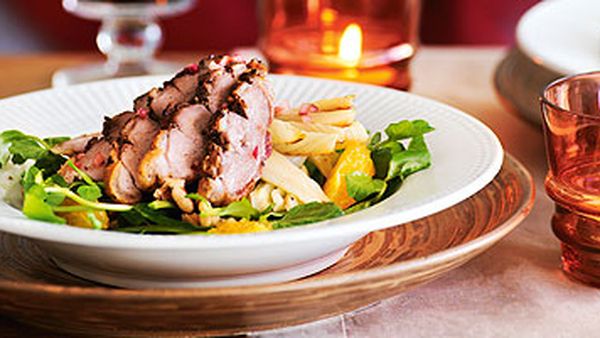 Duck Fillets with Fennel and Orange on Watercress