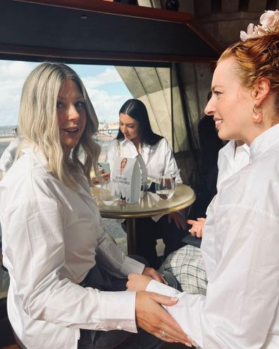 Emma with Leane at the Witchery White Shirt Campaign launch.