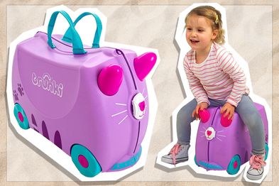 9PR: Trunki Children's Ride-On Suitcase Cassie Cat, Lilac