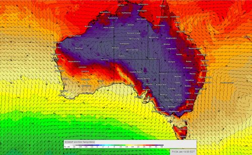 Australia heatwave weather map