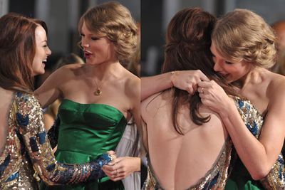 When they're not jetsetting, Emma and Taylor love to hang out with each other (and probably complain about ex-boyfriends). Pic: Getty