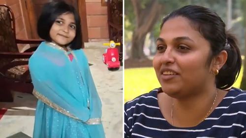 Five-year-old Johannah is in India while her grandparents, while her mum Drisya Pathikkal Eldo and dad are in Sydney.