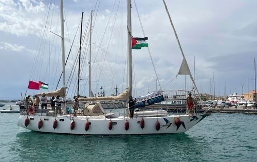 The Italian fleet of the Global Sumud Flotilla departs from the port of Siracusa, Italy, Thursday, Sept. 11, 2025. 