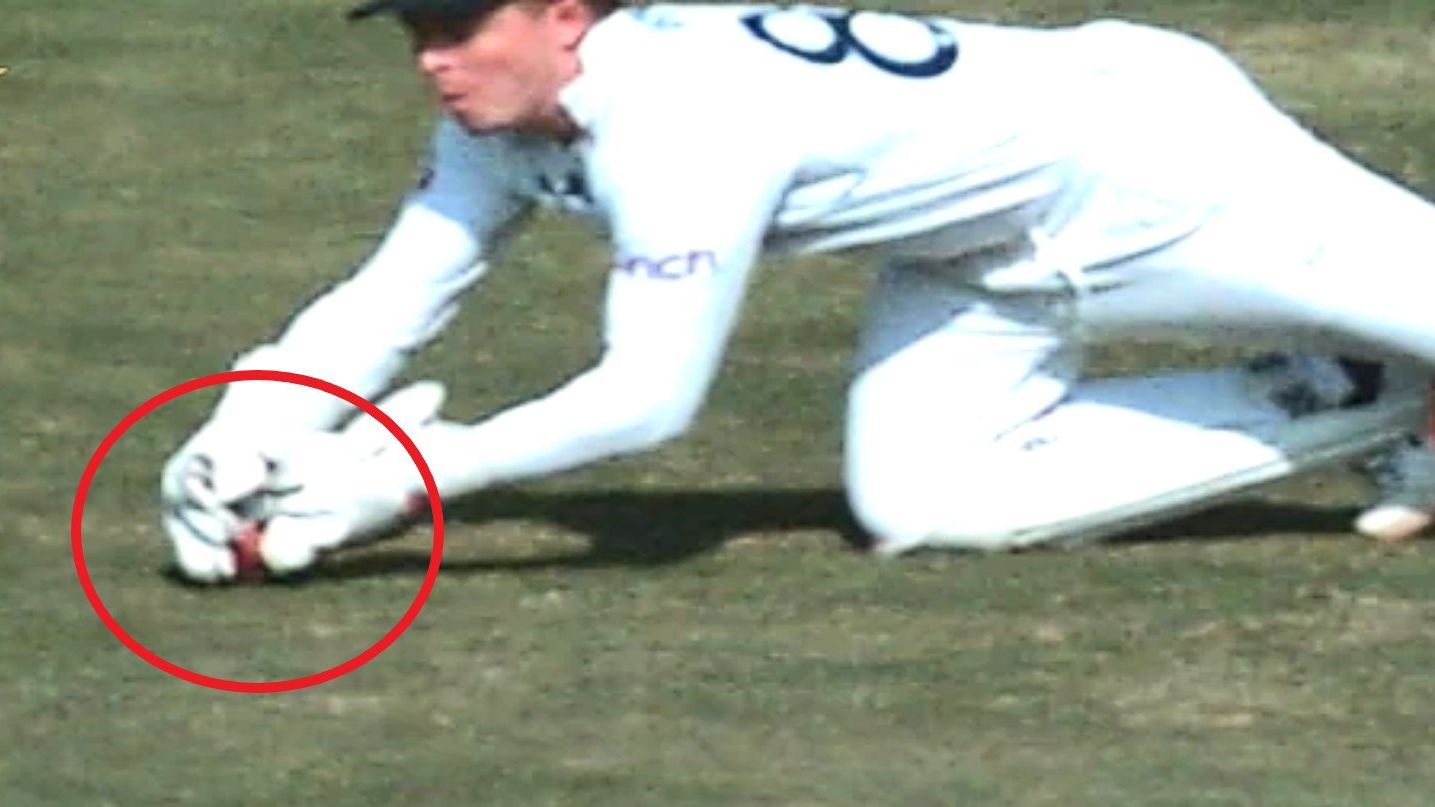 England wicketkeeper Ollie Pope claimed a catch to dismiss Pakistan batter Saud Shakeel.