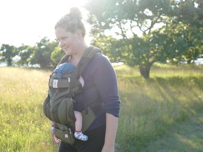 Amy Schumer with her son Gene.