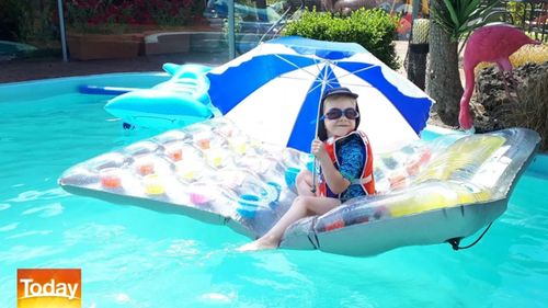 The backyard pool provided relief from the heatwave for many people.