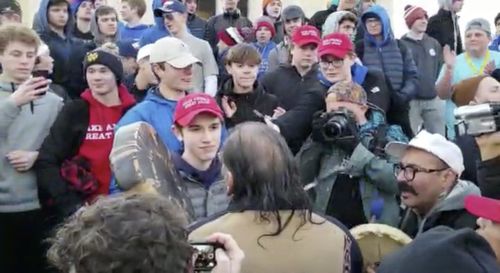 Video shows a group of teens taunt a Native American man in Washington DC. 