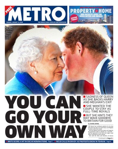 The Metro UK front pages Prince Harry Meghan Markle royal exit