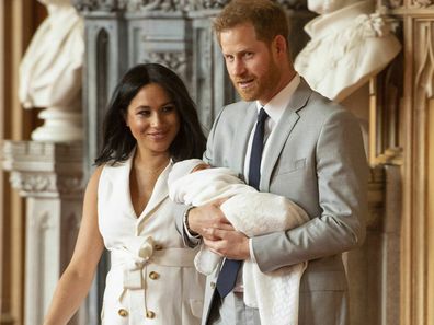 Prince Harry and Meghan Markle with royal baby