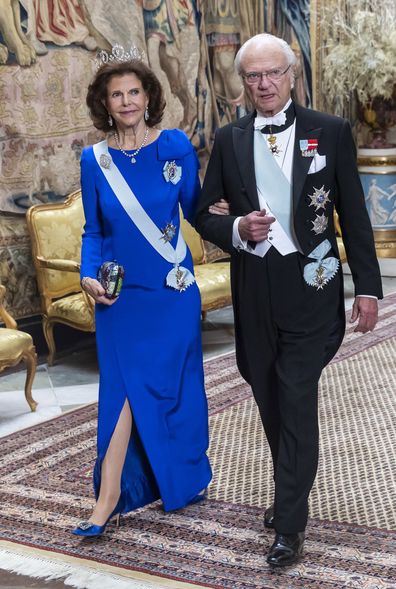 Swedish royals wear tiaras for Nobel Prize Kings Dinner inside palace