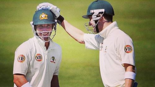 Michael Clarke and Phillip Hughes share a moment. (Instagram)