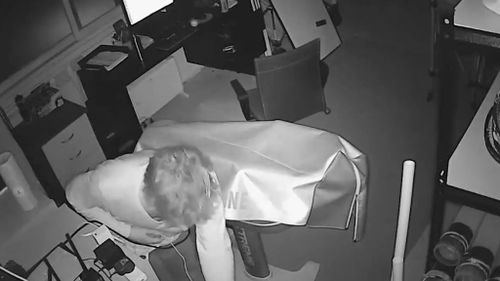 A brazen petty thief was caught on CCTV footage rummaging through a Brighton sporting club's belongings, oblivious that he was being filmed. Picture: Supplied.