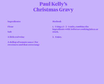 Paul Kelly's Christmas Gravy