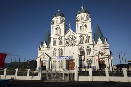 Cathédrale catholique d'Apia sur l'île d'Upolu, Samoa, le 8 juillet 2015. 