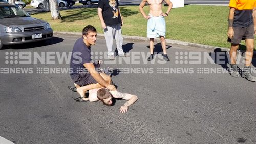 The dramatic incident unfolded on Thompsons Road in Cranbourne North yesterday afternoon. (9NEWS)