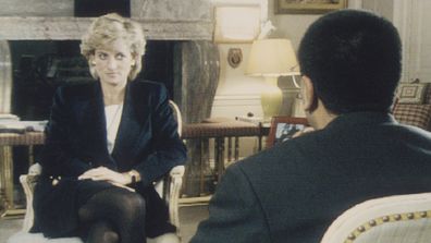 Martin Bashir interviews Princess Diana in Kensington Palace for the television program Panorama. 